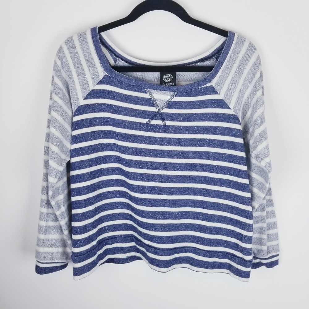 Bobeau Nordstrom raglan striped 3/4 sleeve blouse